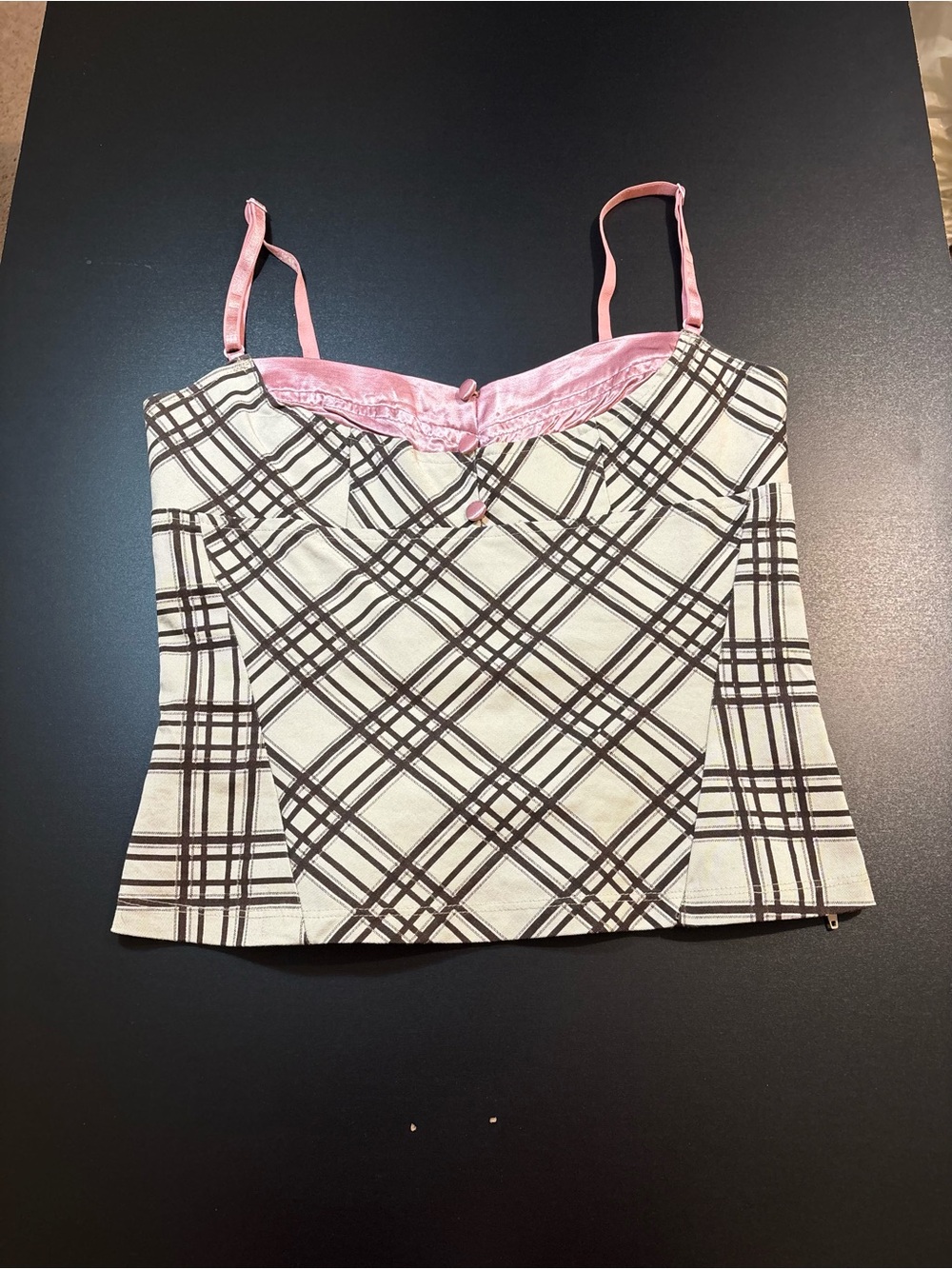Vintage Y2K Charlotte Russe Plaid Pink Satin Corset Cami